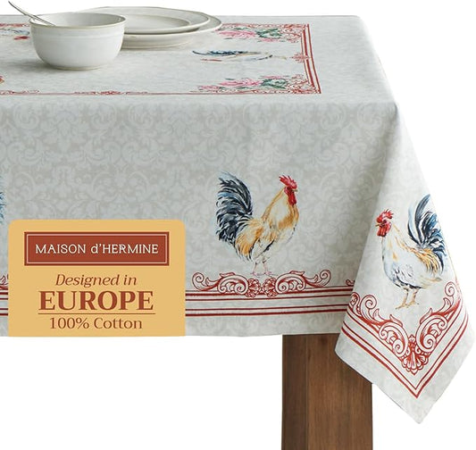 Maison d' Hermine Table Cover 100% Cotton 60"x120" Decorative Tablecloth Washable Rectangle Tablecloths, Dining, Home, Wedding, Banquet, Buffet, Campagne - Spring/Summer