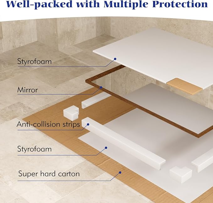 Rectangle Bathroom Mirror 22x30 Inch, Walnut Wood Grain Framed, Anti-Rust & 4mm Tempered Glass, Horizontal/Vertical Hanging Vanity Mirror for Bathroom & Bedroom