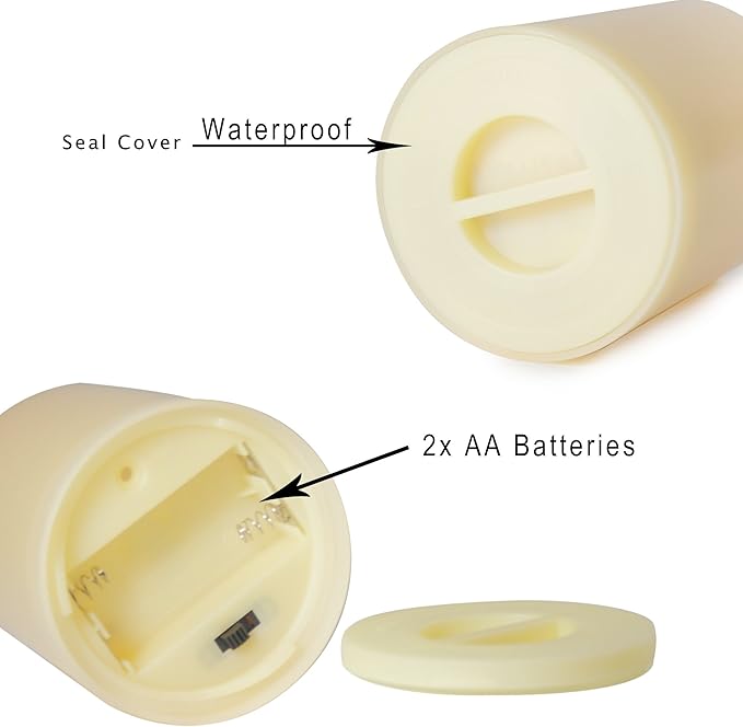 CANDLE CHOICE Waterproof Outdoor Battery Operated Flameless Candles with Timer Realistic Flickering Plastic Fake Electric LED Pillar Lights for Lantern Garden Wedding Christmas Decorations 4 Pack