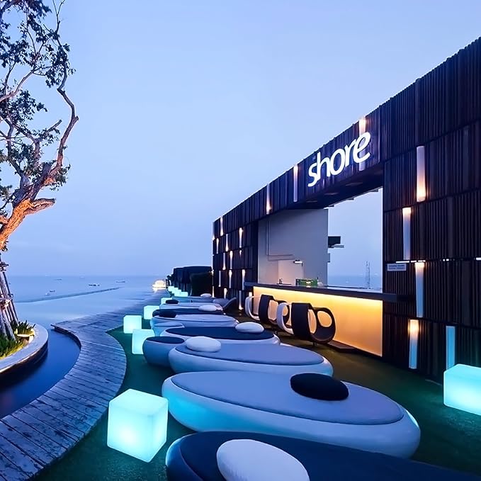 Mr.Go 16-inch Rechargeable LED Cube Chair Light, 16 RGB Colors Glow Cube Seat w/Remote, Waterproof LED Cube Table, Color Changing Cube Floor Lamp, Home Bedroom Patio Party Decorative Lighting