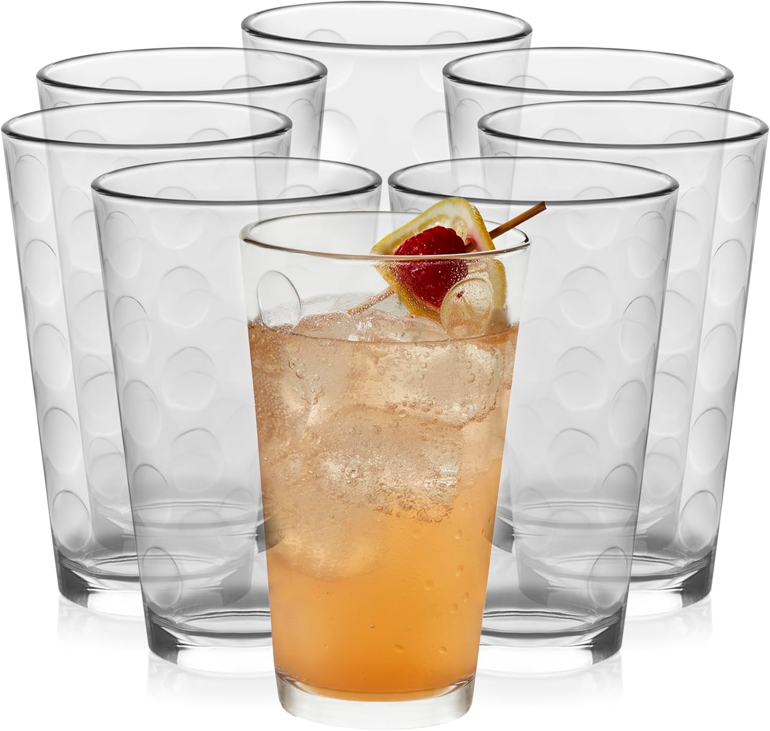Libbey Reno Patterned Tumbler Glasses, 16-ounce, Set of 8