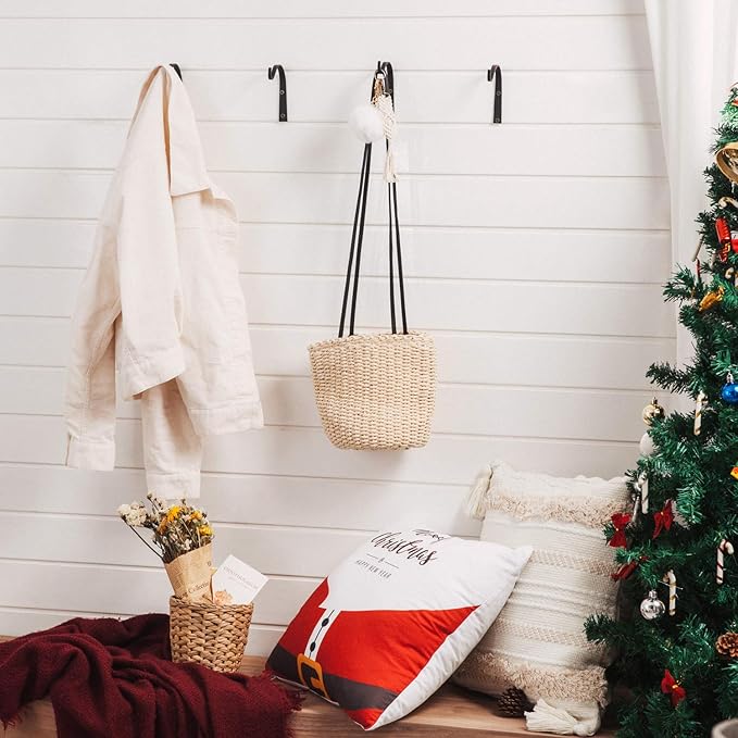 Mkono 4 Pack Iron Wall Hooks for Hanging Plant Lanterns, Plant Hanger Fence Metal Bracket for Bird Feeders, Wind Chimes, Mason Jar Sconces, Light Outdoor Indoor Rustic Home Decor, 6 Inch