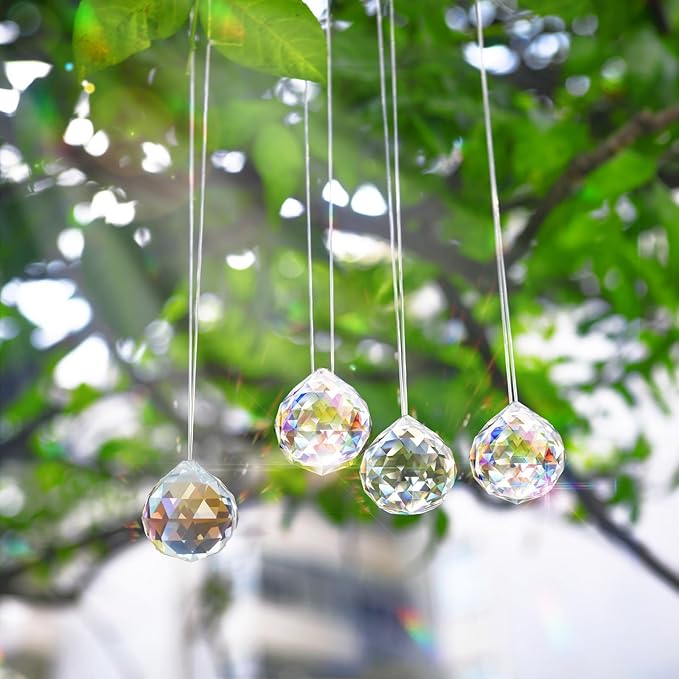 MerryNine 30mm/1.18" 20pack Crystal Ball Prism Sunshine Catcher Rainbow Pendants Maker, Hanging Crystals Prisms for Windows, for Feng Shui, for Gift (AB Color)