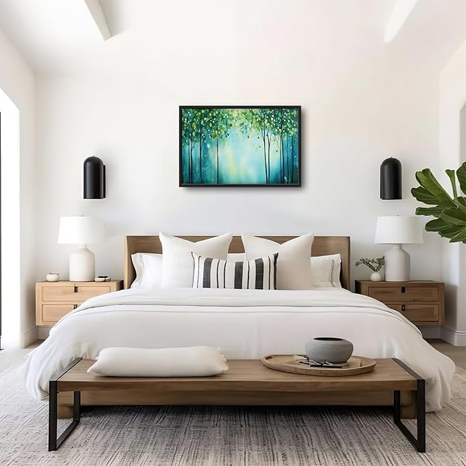 Lovira Green Forest Tree Large Wall Art Nature Landscape Canvas Wall Decor Pictures Prints Painting Framed Modern Artwork for Living Room Bedroom Bathroom Office 24"x36"