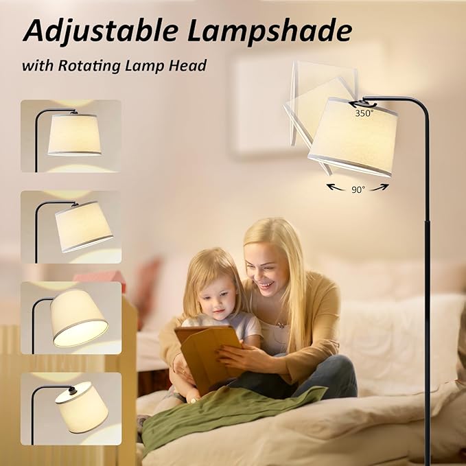 AKASUKI Floor Lamp for Living Room with 3 Color Temperatures, Foot Switch Standing Lamps for Living Room, Bedroom, Office, Arc Mordern Floor Lamp with 9W LED Bulb Included