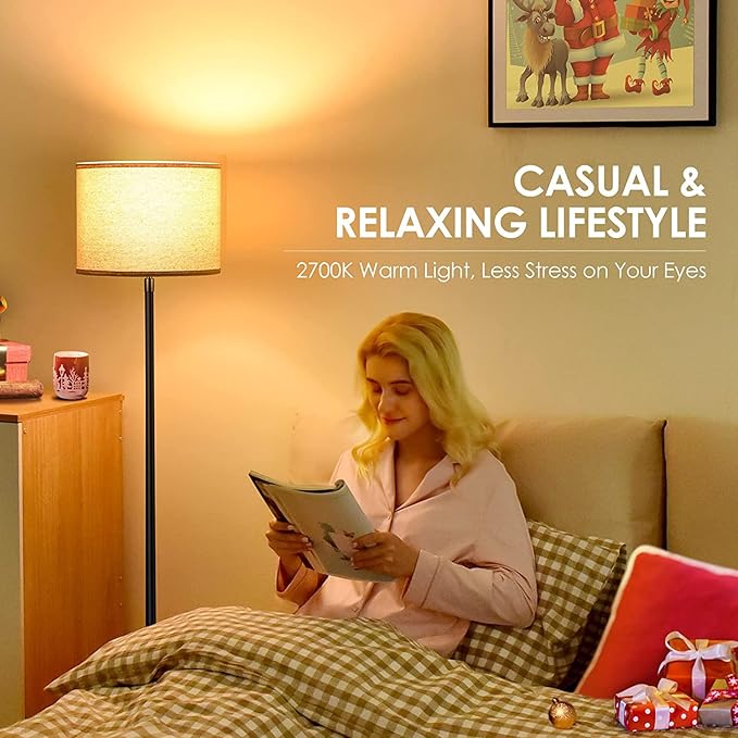 Modern Floor Lamps for Living Room Bedroom, Small Standing Lamp with Lampshade, Simple 58" Tall Lamp, Foot Pedal Switch, Black Floor Lamp for Office/Classroom/Kids Room (Bulbs Not Including)