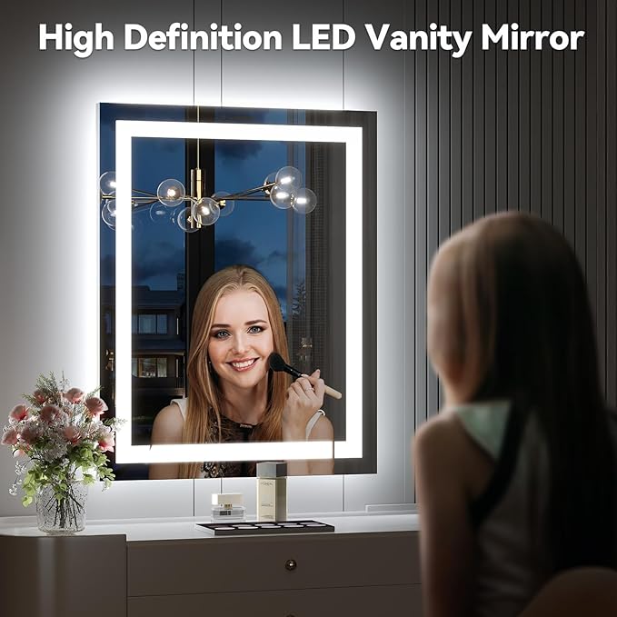 Brightify LED Mirror for Bathroom, 48"x36" Bathroom Mirrors for Over Sink-Front&Backlit, 3 Colors Dimmable, Anti-Fog Wall Mounted, Vanity Mirror with Lights, Shatter-Proof, Memory(Horizontal/Vertical)