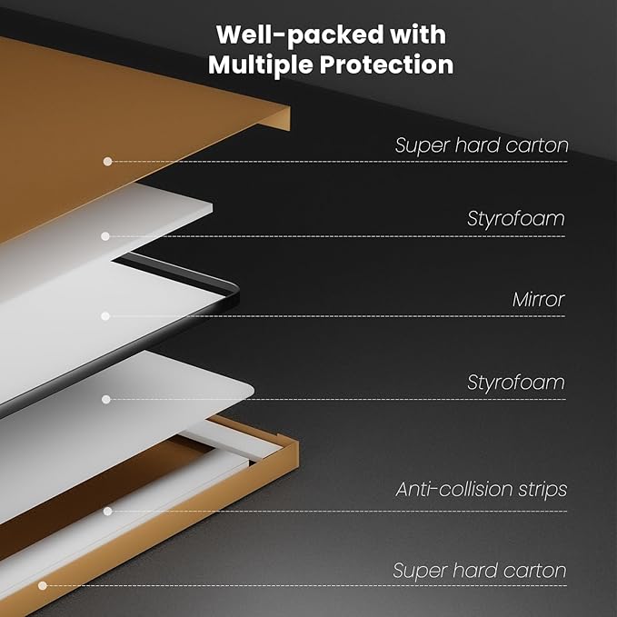 Black Bathroom Mirror 60X30 Inch, Black Metal Framed Mirror for Wall, Rounded Rectangle Matte Bathroom Vanity Mirror with Tempered Glass, Anti-Rust, Horizontal/Vertical