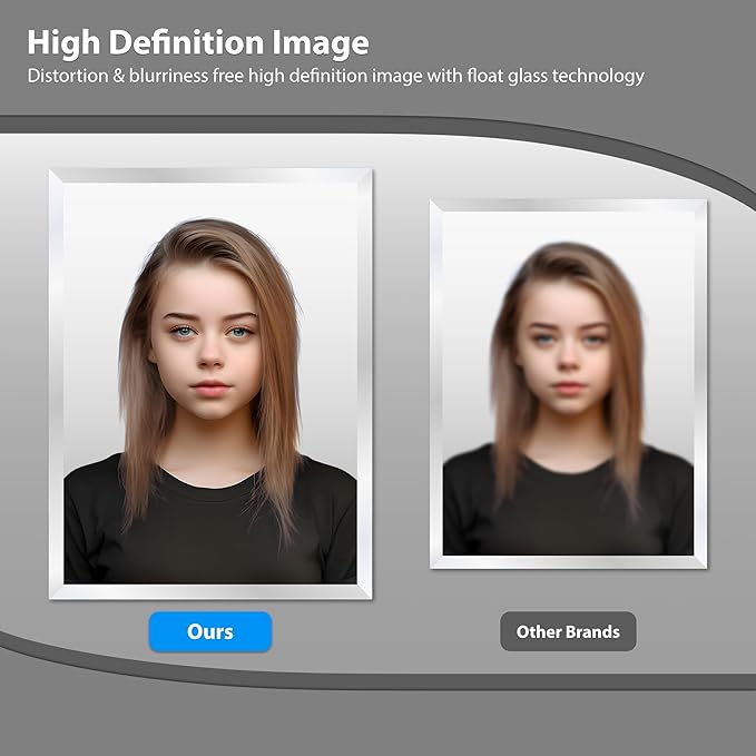 Rectangle Bevelled Frameless Mirror - Wall Mirror 30” x 36”, Shatterproof Modern Bathroom Mirror for Gym, Bathroom Vanity, Entryways with Bevelled Edge, Horizontally or Vertically