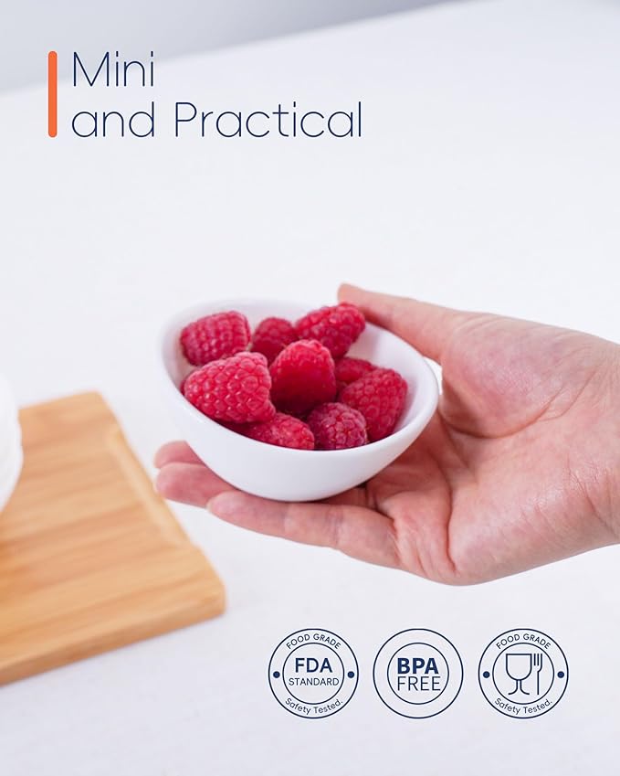 3 OZ White Dipping Bowl Set of 6, Opal Glass Small 3.5 inch Soy Sauce Dish, Mini Serving Pinch Bowls for Condiment Sushi Bread Ketchup BBQ Party