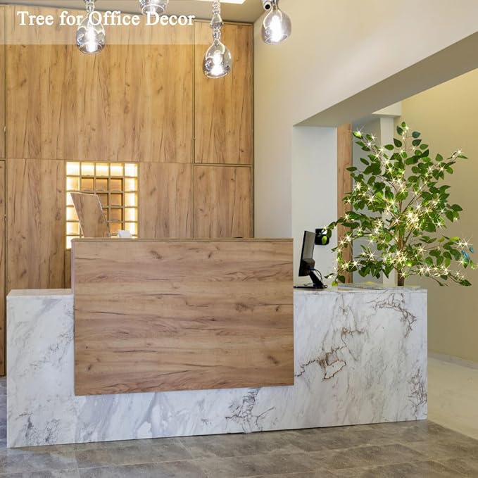 Hairui Artificial Ficus Silk Tree Lights 6FT 264 LED Fairy Lights, Faux Plant Tree with Lights for Home Room Spring Summer Christmas Decoration Indoor