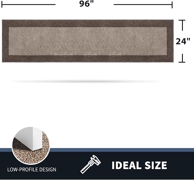 PURRUGS Dirt Trapping Door Mat 24" x 96", Non-Slip/Skid Machine Washable Entryway Rug, Shoes Scraper, Throw Rug, Super Absorbent Area Rug for Muddy Wet Shoes and Paws, Beige & Grayish Brown