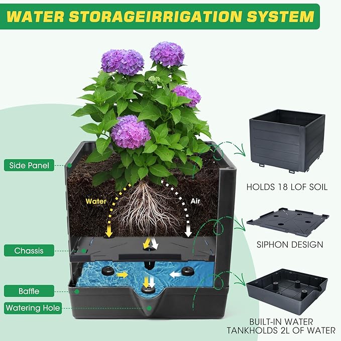 2Pack Raised Garden Bed Planter Box with Trellis, 57" Self-Watering Tomato Cage Planters for Climbing Plants Vegetable Vine Flowers Outdoor & Indoor (57x9.8x9.8IN)