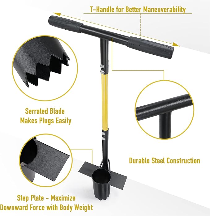 Jardineer Bulb Planter Tool Long Handle and Small Flowers Transplanter Tool, 3PCS Bulb Planting Set for Tulips, Daffodils, Lily