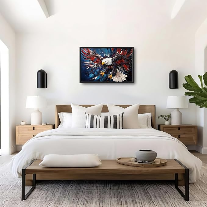 Lovira Bald Eagle Large Wall Art Patriotic Canvas Wall Decor Pictures Prints Painting Framed Modern Artwork for Living Room Bedroom Bathroom Office 24"x36"