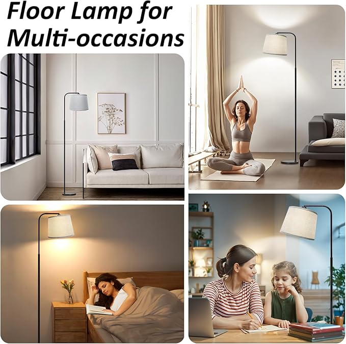 AKASUKI Floor Lamp for Living Room with 3 Color Temperatures, Foot Switch Standing Lamps for Living Room, Bedroom, Office, Arc Mordern Floor Lamp with 9W LED Bulb Included