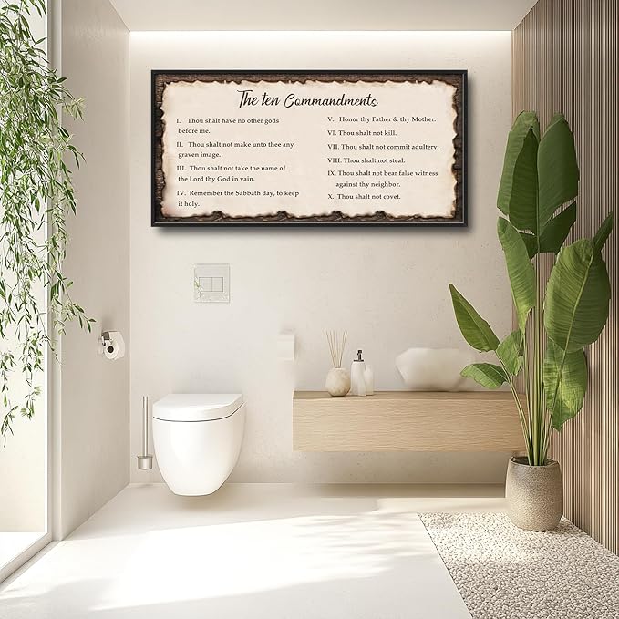 Lovira 10 Commandments Large Wall Art Ten Commandments Canvas Wall Decor Pictures Prints Painting Framed Artwork for Living Room Bedroom Bathroom Office 30"x60"