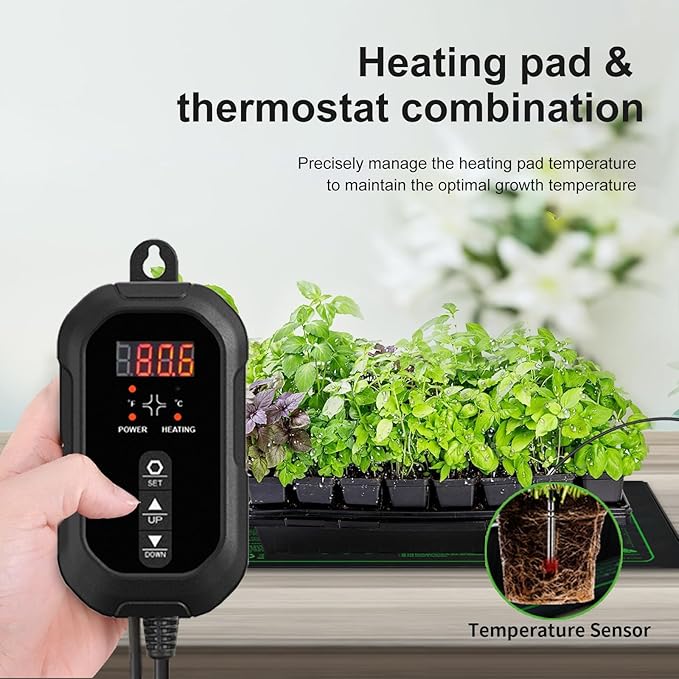 20"x 10" Seedling Heat Mat with Digital Thermostat Combo Set,ETL Certified and Durable Waterproof Warm Hydroponic Heat Mat for Germination,Indoor Gardening,Brewing and Greenhouses