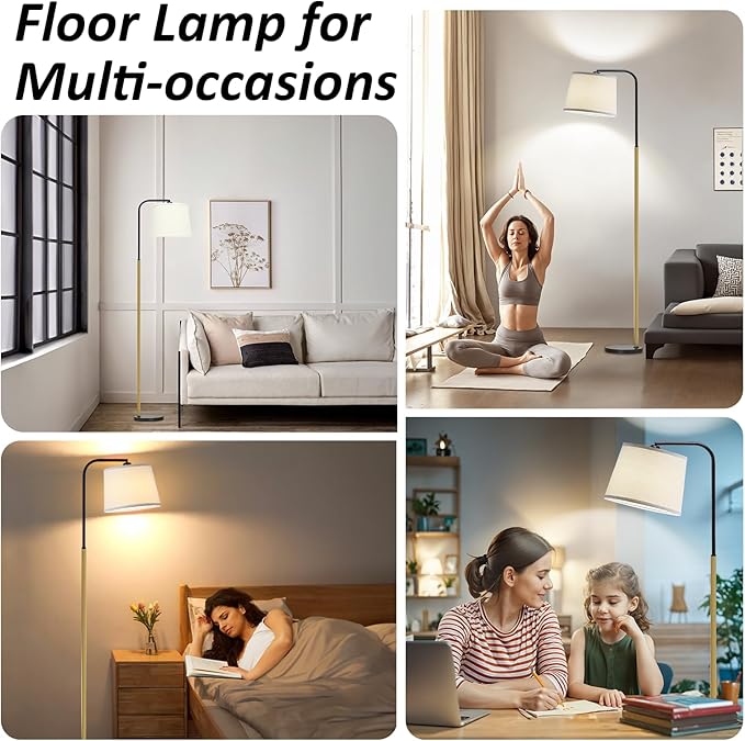 AKASUKI Floor Lamp for Living Room with 3 Color Temperatures, Foot Switch Standing Lamps for Living Room, Bedroom, Office, Arc Mordern Floor Lamp with 9W LED Bulb Included