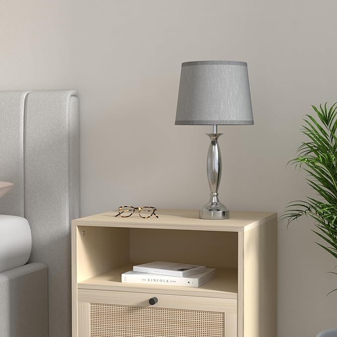 Bedrooms Touch Control Bedside Lamp with USB C+A, 3 Way Dimmable Nightstand Lamps with USB Port, Brushed Nickel Table Lamp for Living Room Guest Room Bed Side End Table, Set of 2