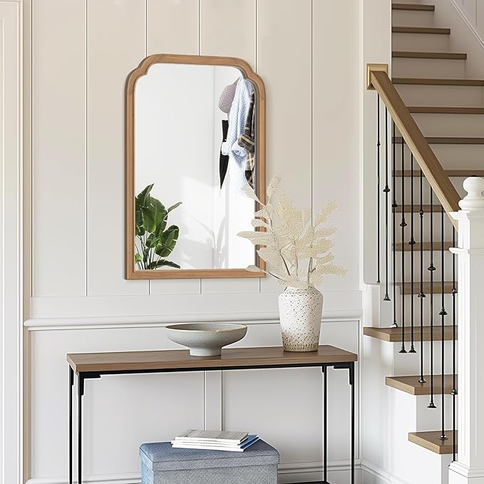 HOMECOOKIN Wood Bathroom Mirrors for Wall Mounted, 20" x 30" Rustic Wood Frame Wall Mirrors Decorative for Living Room or Bedroom Vanity Mirror (DH) B