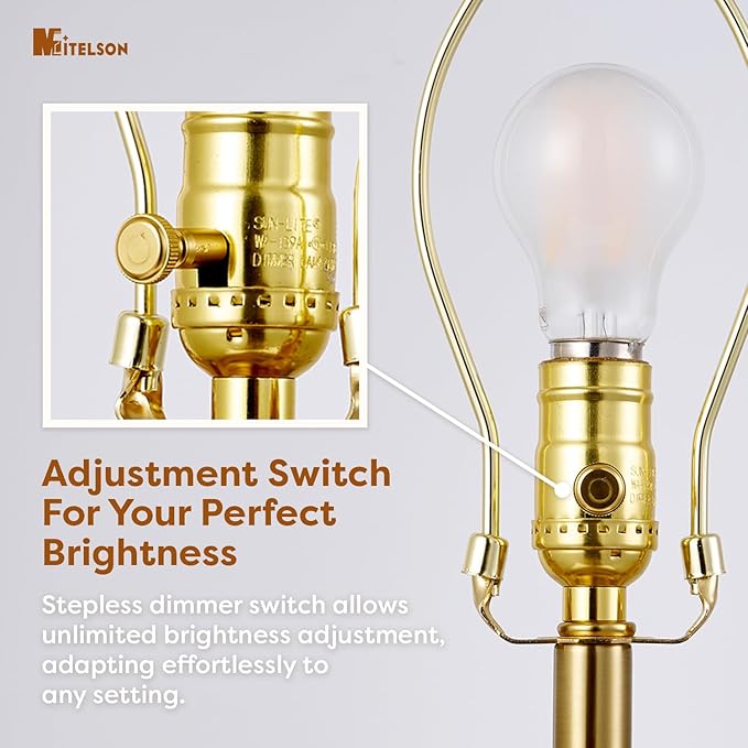 LED Bedside Lamp for Bedroom, Modern Desk Lamp with Dimmable Switch and Bulb, Wood Table Lamp for Nightstand, Desk Reading Lamp for Kids Room Living Room Office, Natural Wood Finish