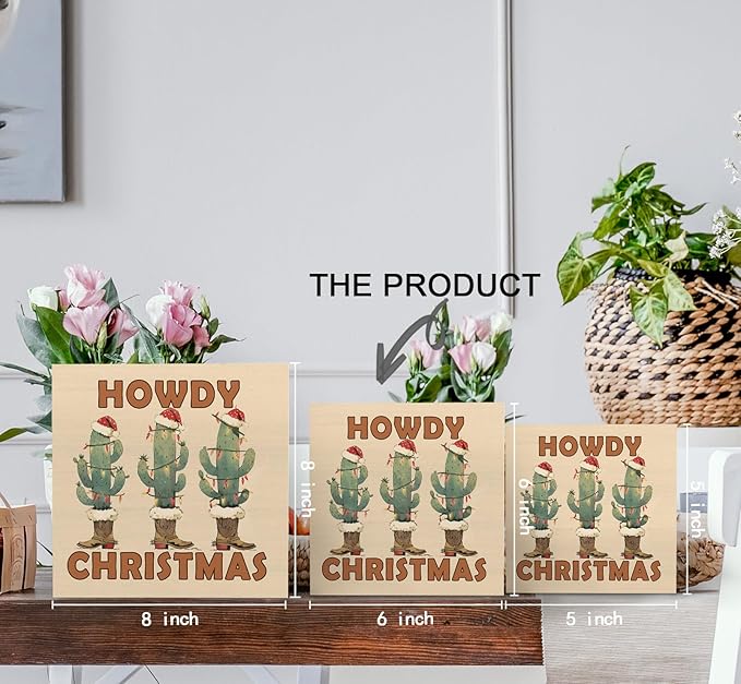 Let It Snow Sign, Winter Christmas Wooden Box Sign, Farmhouse Christmas Decorations, Farmhouse Winter Reindeer Wood Signs For Home Office Desk Table Shelf Decor, 6x6 Inch