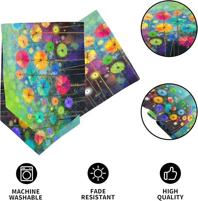 Double-Sided Seasonal Nature Spring Summer Autumn Winter Flowers Table Runner 18x72 Inches Long,Table Cloth Runner for Wedding Birthday Party Kitchen Dining Home Everyday Decor