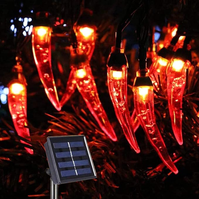 Solar Red Chili String Lights, 200 LED Chili Shape Fairy String Lights Solar Operated String Lights for Wedding, Chinese New Year,Spring Festival,Party Decoration,Christmas