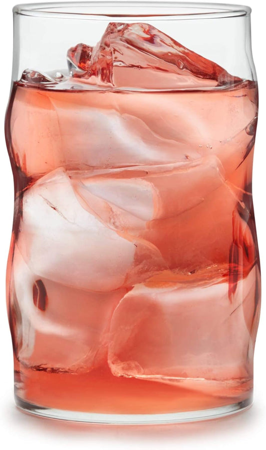 Libbey Lava Tumbler Drinking Glasses, All Purpose, Molten Groove Glasses Set of 8, Tactile, Tall Drinking Glasses for Water, Cocktails