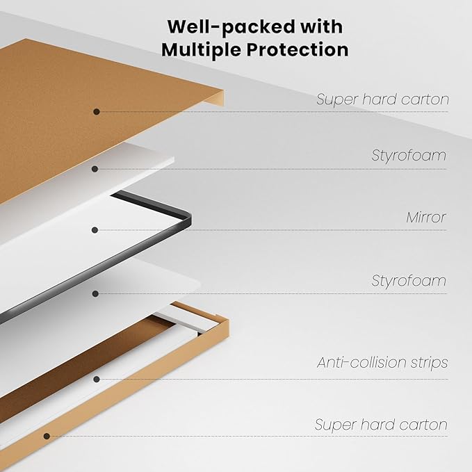 White Bathroom Mirror 48x30 Inch, White Metal Framed Bathroom Mirror for Wall, Rounded Rectangle Matte Bathroom Vanity Mirror, Tempered Glass, Anti-Rust, Horizontal/Vertical