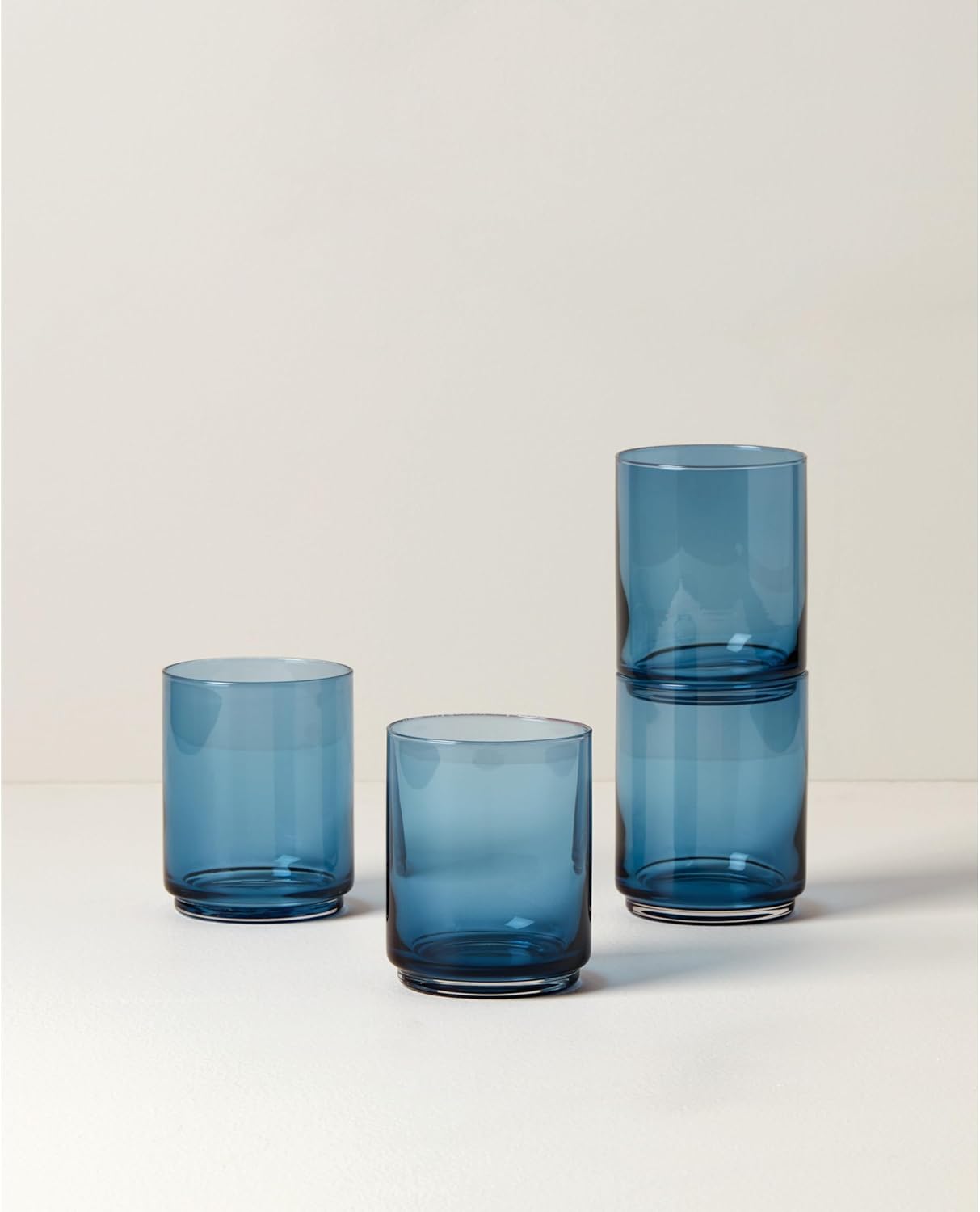 Lenox 894462 Tuscany Classics Stackable 4-Piece Tall Glasses, Blue, 14 oz