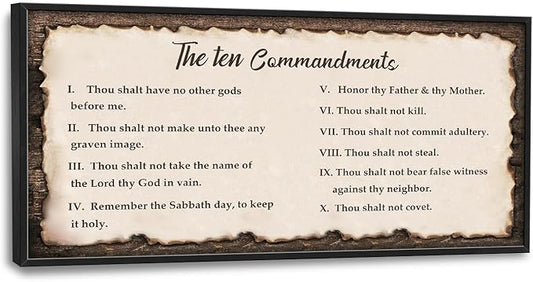 Lovira 10 Commandments Large Wall Art Ten Commandments Canvas Wall Decor Pictures Prints Painting Framed Artwork for Living Room Bedroom Bathroom Office 30"x60"