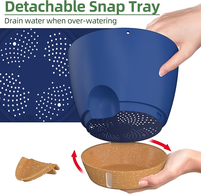 ZMTECH Hanging Planter 10 Inch, 2 Pack Hanging Baskets for Plants Indoor, Hanging Flower Pots with Drainage Hole, Visual Reservoir & 2 Kinds of Plant Hangers for Outdoor Garden Home Decor