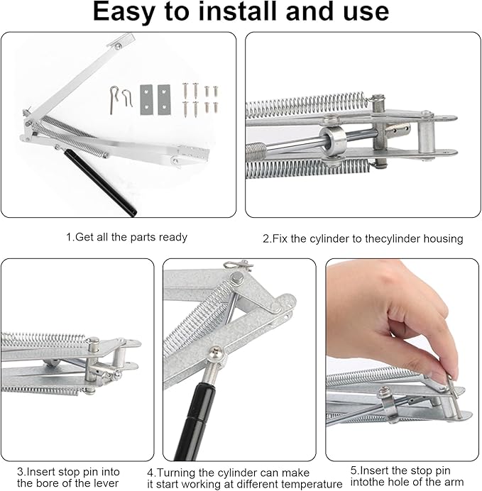 HUATOL Greenhouse Automatic Vent Opener, Solar Roof Vent Opening Kits, Greenhouse Vent Opener Dual Spring Up to 33lbs for Hothouse Cold Frame Gardening Tools