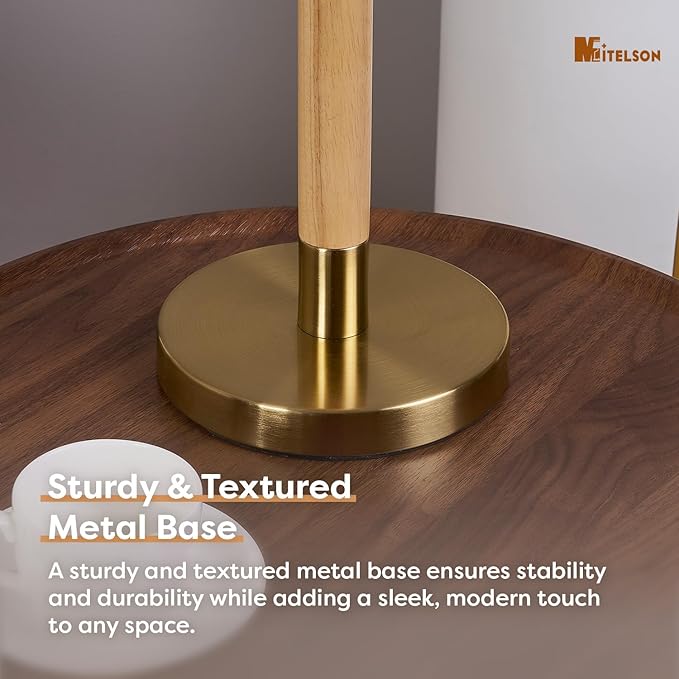 LED Bedside Lamp for Bedroom, Modern Desk Lamp with Dimmable Switch and Bulb, Wood Table Lamp for Nightstand, Desk Reading Lamp for Kids Room Living Room Office, Natural Wood Finish