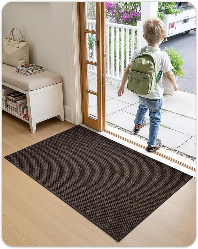 Color&Geometry Door Mat 22.6" x31.5, Front Door Mat Indoor Rugs for Entryway, Non Slip Washable Low-Profile Inside Doormat, Entry Mat Entry Rug Door Mats Indoor Entrance, Brown (Rolled-up NO Creases)