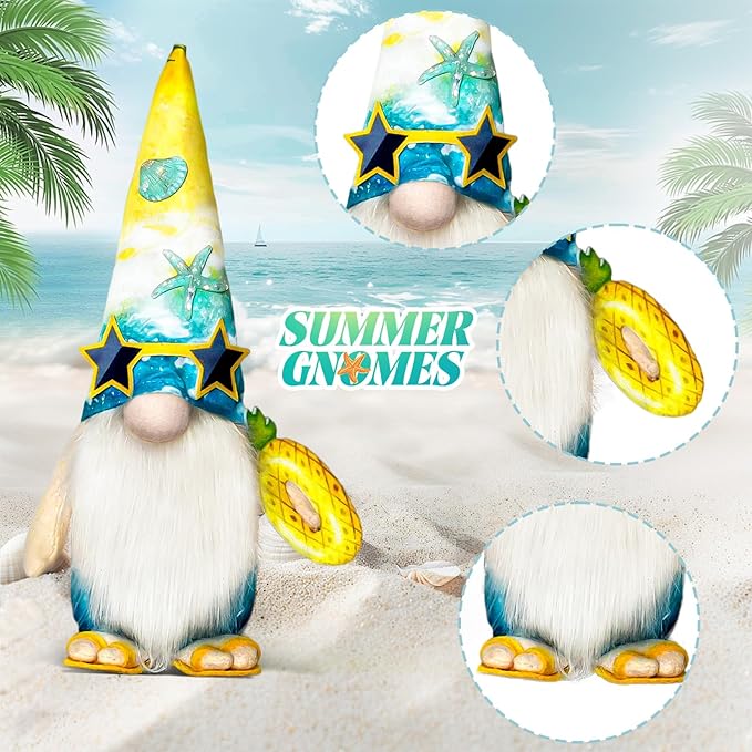 Summer Decorations for Office - Cute Summer Time Decorations for Home - Hawaiian Bikini Gnomes Plush Doll - Beach Theme Decor Indoor, Table, Desk