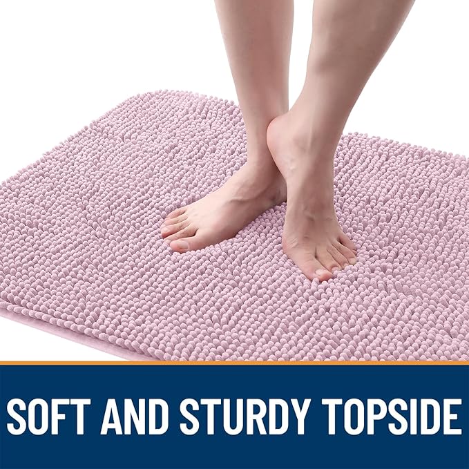 OLANLY Dog Door Mat for Muddy Paws 47x32, Absorbs Moisture and Dirt, Absorbent Non-Slip Washable Doormat, Quick Dry Chenille Mud Mat for Dogs, Entry Indoor Entryway Carpet for Inside Floor, Dusty Rose