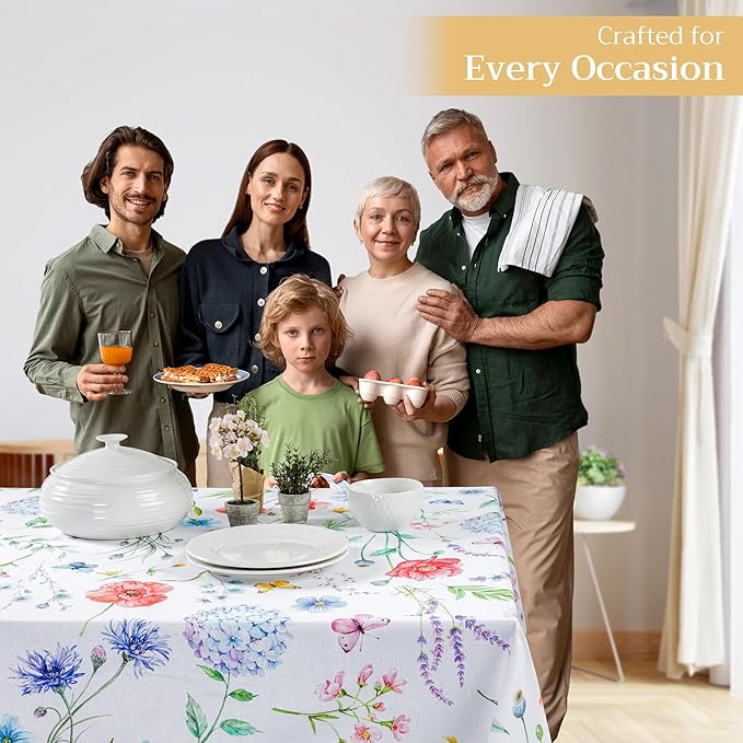 Maison d' Hermine Table Cloth Square Table 100% Cotton 60 x 60 Inches Tablecloth Reusable Decorative Everyday Use for Dining Room, Farmhouse, Home, Party, Festive & Wedding Spring Summer - Just Floral