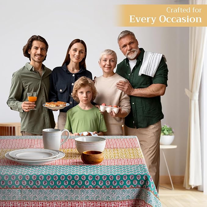 Maison d' Hermine Table Cloth Rectangle Table 100% Cotton 60 x 108 Inches Tablecloth Reusable Decorative Everyday Use for Dining Room, Farmhouse, Home Party, Festive & Wedding Spring Summer - Provence