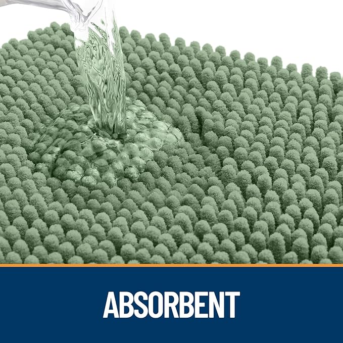 OLANLY Dog Door Mat for Muddy Paws 30x17, Absorbs Moisture and Dirt, Absorbent Non-Slip Washable Doormat, Quick Dry Chenille Mud Mat, Entry Indoor Entryway Carpet for Inside Floor, Olive Green