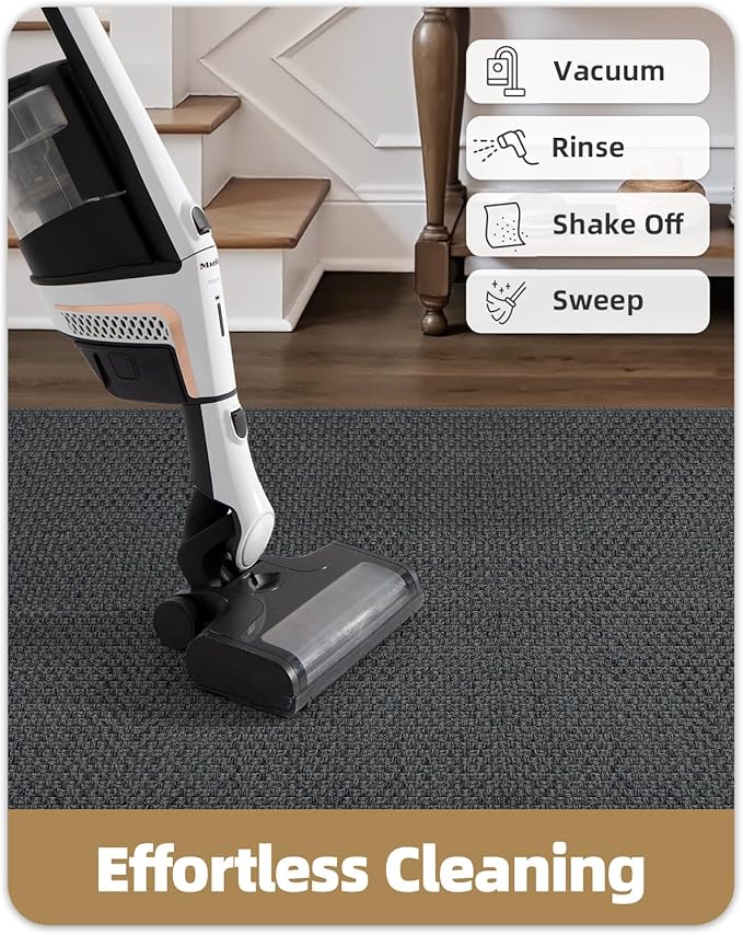 Color&Geometry Door Mat 2'4"x10' Runner Rug with Rubber Backing, Non Slip Washable Hallway Rug, Carpet Runners for Hallway Living Room Bedroom, Grey (Rolled-up NO Creases)