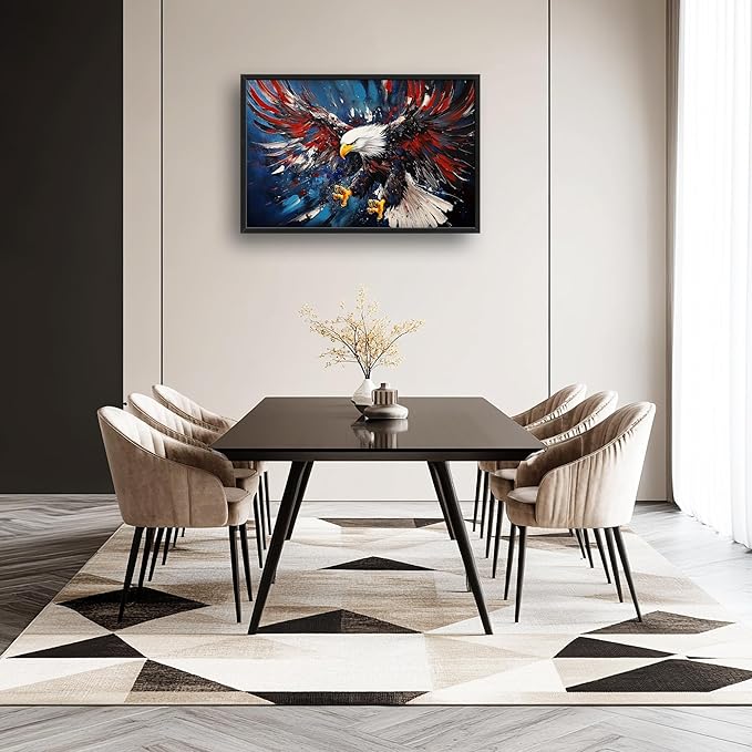 Lovira Bald Eagle Large Wall Art Patriotic Canvas Wall Decor Pictures Prints Painting Framed Modern Artwork for Living Room Bedroom Bathroom Office 24"x36"