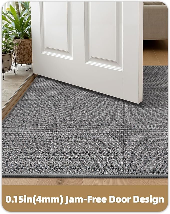 Color&Geometry Door Mat 32"x48", Front Door Mat Indoor Rugs for Entryway, Non Slip Washable Low-Profile Inside Doormat, Entry Mat Entry Rug Door Mats Indoor Entrance, Light Grey (Rolled-up NO Creases)