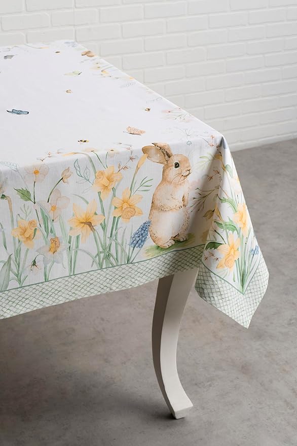 Maison d' Hermine Table Cloth Rectangle Table 100% Cotton 70 x 108 Inches Tablecloth Reusable Decorative for Dining Room, Farmhouse, Home, Party, Festive & Wedding Spring Summer - Easter Dew