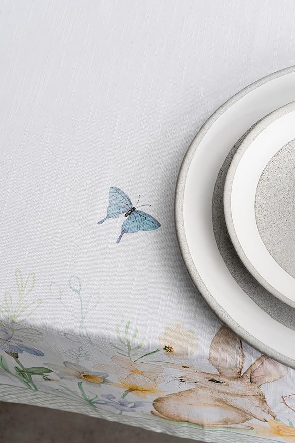 Maison d' Hermine Table Cloth Rectangle Table 100% Cotton 70 x 108 Inches Tablecloth Reusable Decorative for Dining Room, Farmhouse, Home, Party, Festive & Wedding Spring Summer - Easter Dew