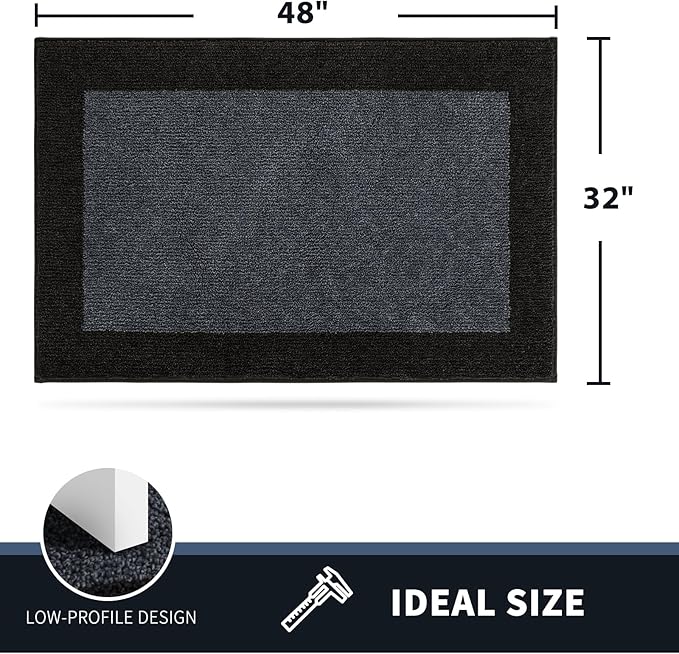 PURRUGS Dirt Trapper Door Mat 32" x 48", Non-Slip/Skid Machine Washable Entryway Rug, Shoes Scraper, Throw Rug, Super Absorbent Area Rug for Muddy Wet Shoes and Paws, Bluish Grey & Charcoal