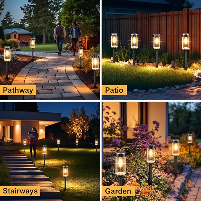 Woolmug Solar Pathway Lights, 12 Packs LED Solar Light Outdoor Waterproof, Auto On/Off Path Lights for Walkway Outside Yard Lawn Sidewalk Landscape(Warm White)