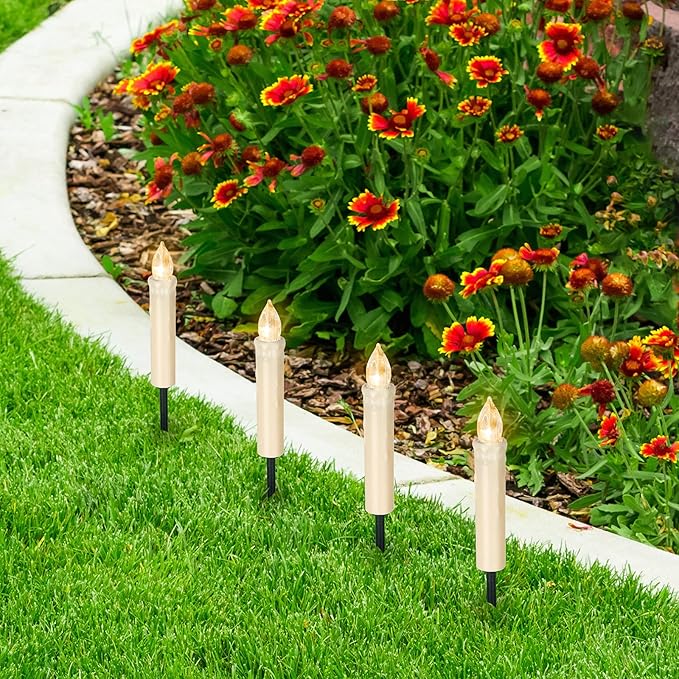 Flickering Flameless Window Candle LED Christmas Tree Candle Lights Warm White Battery Operated Electric Taper Candles with Remote Perfect for Home Garden Wedding Parties Decor (12 PCS,Ivory)